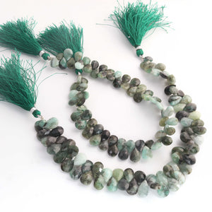 1 Strands Shaded Emerald Faceted Pear Briolettes- Semi Precious Gemstone Shaded Emerald Pear Beads 7mmx6mm-11mmx7mm 8 Inches BR02521