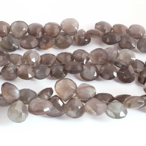 1 Strand  Grey Moonstone Faceted Briolettes - Heart Shape 10mm Briolettes  -8 inches BR0175 - Tucson Beads