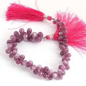 1 Strand Natural Star Ruby FacetedTear Drop Briolettes - Ruby Beads 7mmx5mm-10mmx7mm 7.5 Inches BR3815 - Tucson Beads