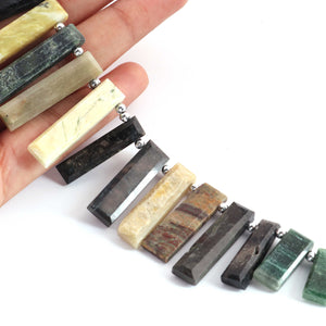 1 Strand Mix Stone Briolettes -Rectangle Shape Briolettes - 12mmx9mm-34mmx9mm 8 Inches BR1295 - Tucson Beads