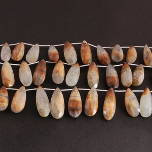 1  Strand Golden Rutile Faceted Briolettes - Pear Shape Gemstone  Briolettes  14mmx10mm- 27mmx9mm - 8 Inches BR02416 - Tucson Beads