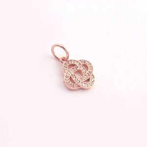 1 PC Pave Diamond "Infinity" Charm 925 Sterling Silver ,Yellow & Rose Gold Vermeil - Pave Diamond Pendant - 12mmx15mm PD1616