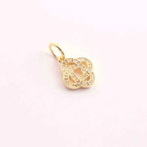 1 PC Pave Diamond "Infinity" Charm 925 Sterling Silver ,Yellow & Rose Gold Vermeil - Pave Diamond Pendant - 12mmx15mm PD1616