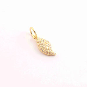 1 PC Antique Finish Pave Diamond Designer "Leaf" Pendant - 925 Sterling Silver, Vermeil ,Yellow & Rose Gold - Diamond Pendant 7mmx17mm PD1621