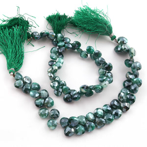 1  Strand Green Silverite Faceted Briolettes -Heart Shape  Briolettes -8mm -11mm-8 Inches BR323 - Tucson Beads