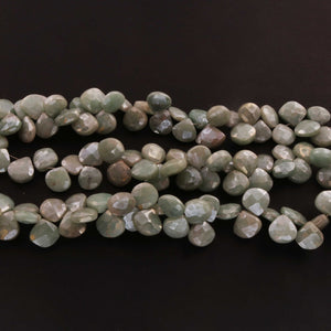 1  Strand Amezonite Silver Cocated Faceted Briolettes -Heart Shape  Briolettes -8mmx9mm -16mmx8mm-7 Inches -BR 03635 - Tucson Beads