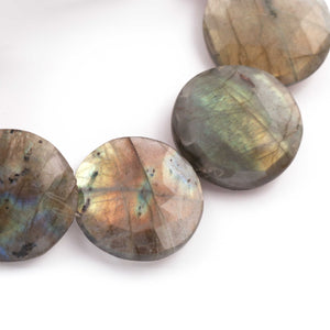 1 Strand Labradorite Faceted Coin Briolettes -  17mm-23mm 8 Inches BR176 - Tucson Beads