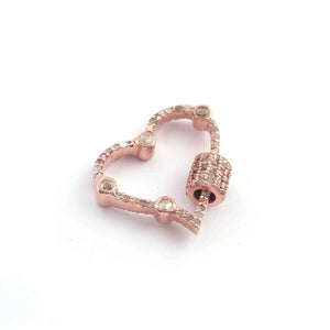 1 Pc Pave Diamond Heart Shape Designer Carabiner - Diamond Lock with Screw On Mechanism 24mmx20mm C00329 - Tucson Beads