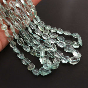 1  Strand  Aquamarine Faceted  Briolettes - Fancy Shape Briolettes  17mx12mm-9mmx7mm  19 Inches BR149