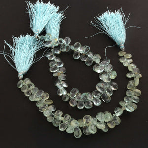 1 Strand Aquamarine Faceted Briolettes - Pear Shape Briolettes  6mmx7mm-12mmx9mm - 8 Inches BR105 - Tucson Beads