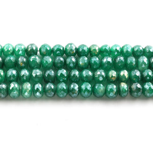 1  Strand  Green Onyx Silver Coated Faceted Rondelles - 9mm 13.5 Inches BR404 - Tucson Beads