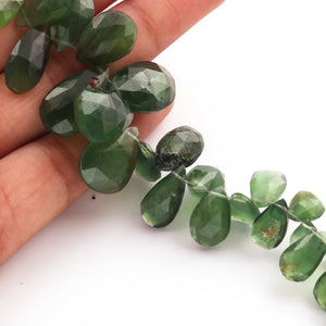 1 Strand Green Aventurine Faceted Briolettes - Pear Shape Briolettes -10mmx7mm-19mmx12mm - 6.5 Inches BR1499