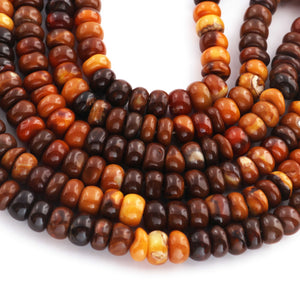 1 Long Strand Brown Tiger Eye Smooth Rondelles - Smooth Rondelle Beads 7mm-9mm 16 Inchs BR410 - Tucson Beads