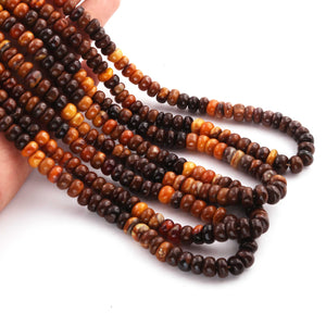 1 Long Strand Brown Tiger Eye Smooth Rondelles - Smooth Rondelle Beads 7mm-9mm 16 Inchs BR410 - Tucson Beads