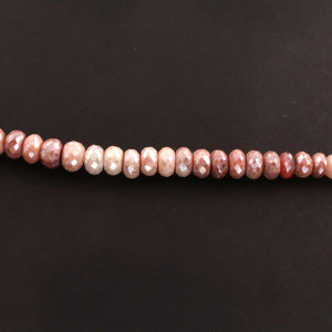 1  Long Strand Peach Moonstone Silver Coated Faceted Roundels -Round Shape Roundels 10mmx8mm-9  Inches BR2252 - Tucson Beads