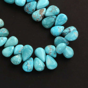 1 Strand Natural Sleeping Beauty Turquoise Faceted  Pear Drop Briolettes -Arizona Turquoise Pear -8mmx6mm-16mmx11mm- 8 Inches BR099 - Tucson Beads