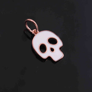 1 Pc Pave Diamond Bakelite Skull Charm Pendant 925 Sterling Silver , Yellow & Rose Gold Vermeil - Skull Enamel Pendant - 12mmX17mm PD1615