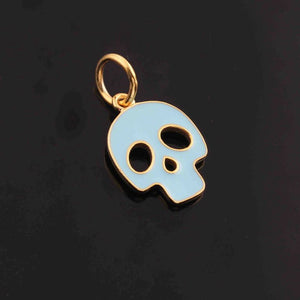 1 Pc Pave Diamond Bakelite Skull Charm Pendant 925 Sterling Silver , Yellow & Rose Gold Vermeil - Skull Enamel Pendant - 12mmX17mm PD1615