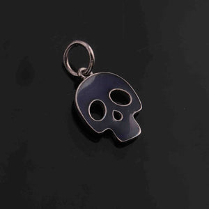 1 Pc Pave Diamond Bakelite Skull Charm Pendant 925 Sterling Silver , Yellow & Rose Gold Vermeil - Skull Enamel Pendant - 12mmX17mm PD1615