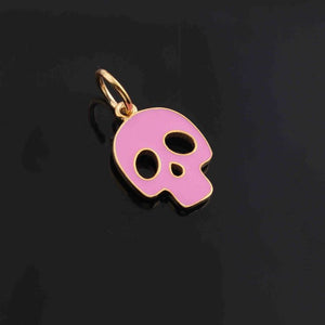 1 Pc Pave Diamond Bakelite Skull Charm Pendant 925 Sterling Silver , Yellow & Rose Gold Vermeil - Skull Enamel Pendant - 12mmX17mm PD1615