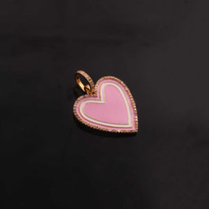 1 Pc Pave Diamond Pendant,  Yellow Gold Vermeil , Bakelite Heart Charm, Enamel Heart Pendant 27mmx25mm PD1951