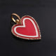 1 Pc Pave Diamond Pendant,  Yellow Gold Vermeil , Bakelite Heart Charm, Enamel Heart Pendant 27mmx25mm PD1951