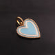 1 Pc Pave Diamond Pendant,  Yellow Gold Vermeil , Bakelite Heart Charm, Enamel Heart Pendant 27mmx25mm PD1951