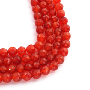 1 Strand Carnelian Faceted ball  Shape Gemstone Beads  6mm-7mm - 10  Inches BR0543 - Tucson Beads