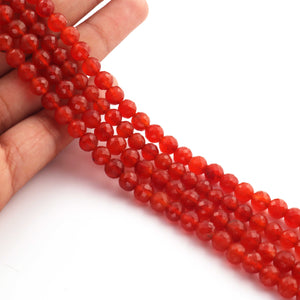 1 Strand Carnelian Faceted ball  Shape Gemstone Beads  6mm-7mm - 10  Inches BR0543 - Tucson Beads