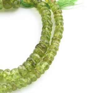 1 Long Strand Peridot Faceted Rondelles Beads - Peridot  Roundells Gemstone Beads - 6mm-11mm - 16 Inches BR01120 - Tucson Beads