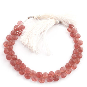 1 Strand Strawberry Quartz  Faceted Briolettes -Heart Shape Briolettes - 6mmx6mm-8mmx8mm  8.5 inches BR03565 - Tucson Beads