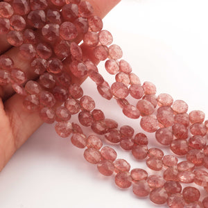 1 Strand Strawberry Quartz  Faceted Briolettes -Heart Shape Briolettes - 6mmx6mm-8mmx8mm  8.5 inches BR03565 - Tucson Beads