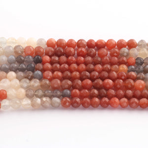 1  Strand Multi  Moonstone Ball Faceted - Round Ball Shape Beads 5mm-6mm- 10 Inches BR3544 - Tucson Beads