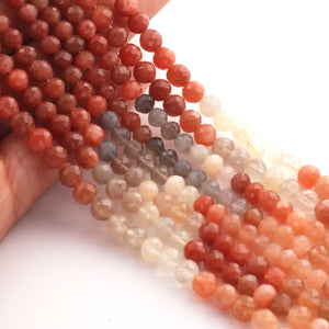 1  Strand Multi  Moonstone Ball Faceted - Round Ball Shape Beads 5mm-6mm- 10 Inches BR3544 - Tucson Beads