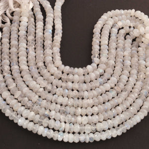 1 Strand White Rainbow Moonstone Faceted Rondelles - Semi Precious Gemstone Beads 6mm-7mm -8.5 Inches BR02219 - Tucson Beads