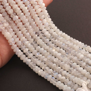 1 Strand White Rainbow Moonstone Faceted Rondelles - Semi Precious Gemstone Beads 6mm-7mm -8.5 Inches BR02219 - Tucson Beads