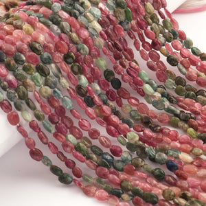 1 Strand Multi Tourmaline Smooth Briolettes  -Oval Shape Briolettes  5mm-7mm -12.5 Inches BR03640