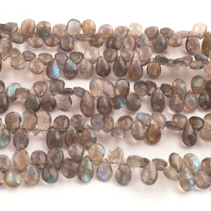 1  Labradorite  Faceted Briolettes -Pear Shape Briolettes  8mmx6mm-12mmx6mm -8 Inches BR3091