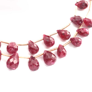 1 Strand Dyed Ruby Faceted Briolettes  -Tear Shape  Briolettes  9mmx5mm-11mmx7mm-9 Inches BR03645