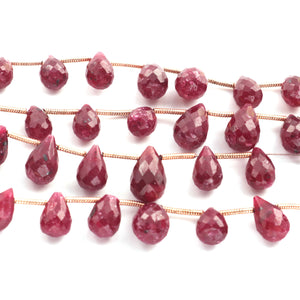 1 Strand Dyed Ruby Faceted Briolettes  -Tear Shape  Briolettes  9mmx5mm-11mmx7mm-9 Inches BR03645