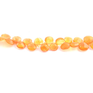 1  Strand Carnelian Faceted Briolettes - Heart Shape Briolettes -5mm-6mm   8.5 Inches BR028