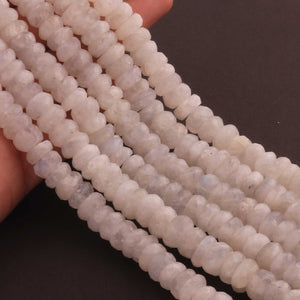 1  Strand White Moonstone Faceted Rondelles - 9mm -11mm-10 Inches BR03641