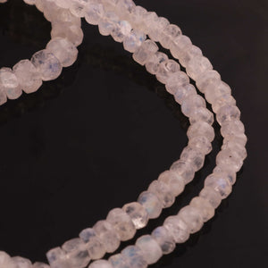 1  Long Strand White Rainbow  Moonstone Faceted Necklace Beads -  4mm-8mm -15 Inches -BR1410