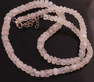 1  Long Strand White Rainbow  Moonstone Faceted Necklace Beads -  4mm-8mm -15 Inches -BR1410