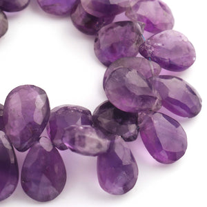 1 Strand Amethyst Faceted Briolettes - Pear Shape Briolettes  9mmx7mm-12mmx7mm- 7 Inches BR4224