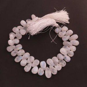 1  Strand White  Moonstone Smooth Briolettes - Moonstone Pear Shape - 10mmx8mm-15mmx8mm - 8 Inches BR2039