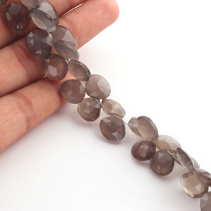 1 Strand Grey Moonstone Faceted Briolettes -Heart Shape  Briolettes  -10mmx10mm- 13mmx11mm - 8 Inches BR01286