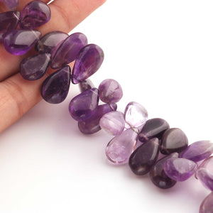 1  Long Strand  Amethyst  Smooth Briolettes - Pear Shape  Briolettes  15mmx11mm-20mmx10mm -8 Inches BR1199