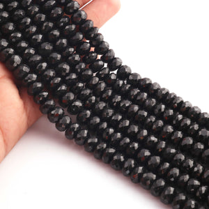 1 Strand Black Spinal Faceted Rondelles -  Semi Precious Gemstone Beads-8mm-8 Inches BR03568