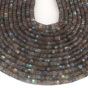 1  Strand Natural Labradorite Faceted Heishi Rondelles -Brilliant Quality  Blue Flashy Labradorite Wheel Rondelle - 5mm -6mm-13 Inches Br03647